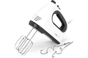 ‎CLATRONIC Clatronic Mixer | kraftvoller 400 Watt-Motor | Handmixer | Turbostufe & 5 Geschwindigkeitsstufen | Handrührgerät | spülmaschinengeeignete Edelstahlquirle und -knethaken | HM 3775