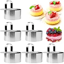 Stampi Dessert Professionali Set 6 Coppapasta NAMYEUT 8cm - Anelli Acciaio Per Torte E Dessert Con Pressa Stampi Mousse Dessert
