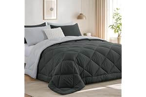 RUIKASI Coverless Duvet King Size 10.5 Tog - Reversible Comforter with 2 Pillowcases, 230x220cm Quilt Lightweight and Warm All Season 400GSM Filling, Grey and Light Gray