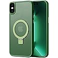 2NSPDRGNI Magnetic Case Compatible with iPhone XS MAX,Translucent Matte Back Non-slip Phone Cover Protective Shockproof with Stand,Green