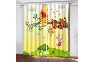 Bfrdollf Winnie Pooh Vorhang gardine Verdunkelungsvorhang, Verdunkelungsvorhang-Set Winnie The Pooh 2er Set für Kinderzimmer (150 x 166cm(2X75X166cm),14)