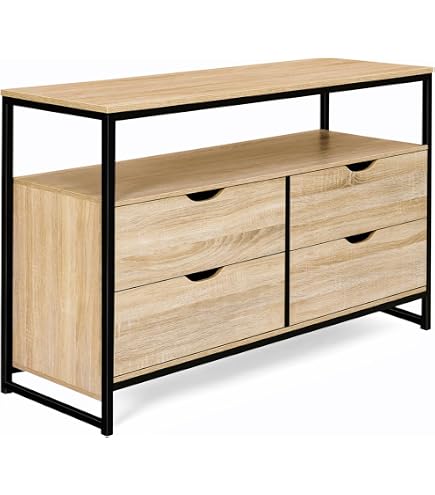 Chiffonnier 4 Tiroirs Utah 30x30x80 Cm – Style Industriel Bois Et Métal – Rangement Compact Pour Entrée, Chambre - 2