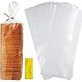 Reastar Bread Bags with Ties, 30 Clear Bread Bags for Homemade Bread and 50 Ties, Adjustable Reusable Plastic Bread Bags, Bread Loaf Bags for Home Bakers and Bakery Owners