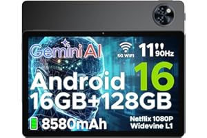‎DOOGEE DOOGEE U11 Android 16 Tablet 11 Zoll Gemini AI 16GB RAM +128GB ROM (2TB TF) 8580mAh Gaming Tablet Unisoc T7200 Octa-Core 13MP+5MP Tablets PC 2.4G+5G WLAN GMS/ WidevineL1/ 3.5mm Audio/GPS/Face ID/OTG
