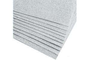 Uhat Lot de 10 feuilles A4 en mousse à paillettes pour loisirs créatifs et décoration, 2 mm (autocollantes, argentées)