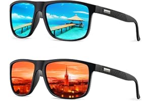 HENGOSEN Polarised Sunglasses Men Sports: Mens Sunglasses Fishing Driving Running Retro Sun Glasses with UV Protection 2 PACK