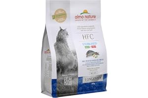 Almo Nature HFC Longevity Sterilized-Trockennahrung für Katzen mit frischem Wolfsbarsch und Goldbrassen ursprünglich Lebensmittelqualität und werden jetzt für Katzennahrung verwendet, 300 g (1er pack)