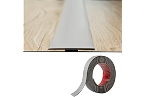 ZAYEJOD PVC Floor Transition Strip(2mm Thick × 5cm Wide) Laminate Floor Cover Strips Self Adhesive Door Bar Divider Strip Flat Flooring Edge Joining Trim(2M,Grey)