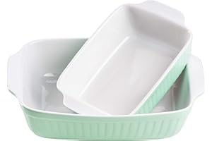 Domestic by Mäser, Serie Kitchen Time, Teglia da Forno (25,5 x 19 cm/33 x 24 cm), di Forma Rettangolare, in Confezione da Pezzi, in der Colore Verde