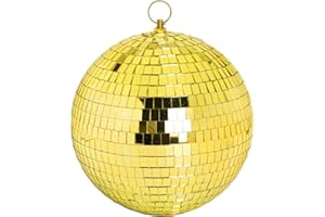 DJBOOMY Mirror Ball, 8 inch Reflective Light Dance Disco Balls with Hanging Ring for DJ Club Party,Home Decoration, Family Gathering Live Stage(8 inch, Gold)