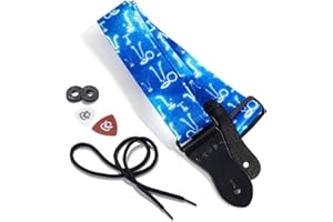 KLIQ MUSIC GEAR KLIQ Vintage Woven Guitar Strap for Acoustic and Electric Guitars | '60s Jacquard Weave Hootenanny Style | 2 Rubber Strap Locks Included