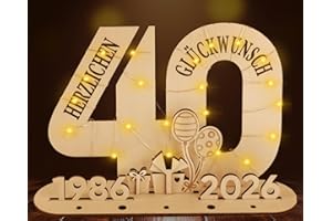 Packra 40 Geburtstag Geschenk Mädchen & Jungen - Geldgeschenke Geburtstag- 2025 Holz-Schild Gästebuch - 40 Geburtstag Deko