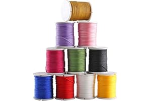 GGISUI Filo Perline Nylon 10 Pezzi Colorato 0.8mm Cotone Cerato Cordoncino, Mestiere per Braccialo Collana Braccialetti Macrame Gioielli Fatto a Mano DIY