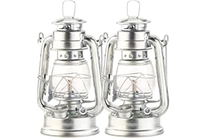 Lunartec Oil Lamp: Set of 2 Petroleum Storm Lanterns with Glass Bulb, Galvanised, 18.5 cm (Oil Lantern, Petroleum Lamp, Fireproof)