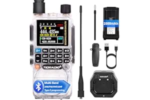 TIDRADIO TD-H3 Ham Radio 5W, Air Band Reception, Type C Wireless Programming USB Rechargeable Long Range Walkie Talkies, Frequency Match,Dual Band Two Way Radio, Amateur Radio - Crytal,1 Pack