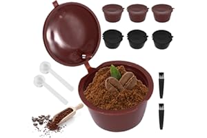 SEIUDKTY Cápsulas Filtros De Café, 6 Piezas Cápsulas De Café Recargables Capsulas Reutilizables Para Cafetera, Capsulas Reutilizables dolce gusto (Marrón+Negro)