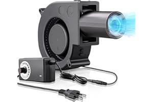 KAMANAN Ventilateur Radial 12 V, Ventilateur Turbo Radial 220 V avec Contrôleur de Vitesse, Ventilateur de Refroidissement Réglable, Ventilateur à Turbine pour Barbecue, Ventilation, Gonflable, Poêle