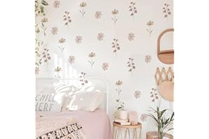 Neukids Boho Watercolor Pink Daisies Children's Wall Stickers, Girls Wall Decals Nursery Stickers for Kids Bedrooms Livingroom Kindergarten Window Wall Decor