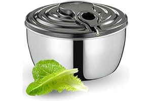 Küchenprofi Centrifugador de ensalada Wave de acero inoxidable, con cuerda, ensaladera con tapa, placa base y cesta, desmontable para facilitar la limpieza, contenido: 3,25 L, diámetro de 24,5 cm
