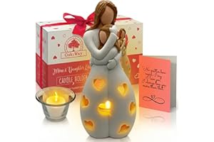 OAKIWAY Gifts for Mum from Daughter - Candle Holder Statue with Flickering LED Candle - Mother's Day, Mum's Birthday Gift Ideas, Unique Daughter's Gifts, Christmas, Happy Bday Present