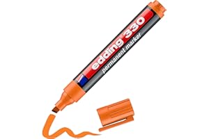 edding 330 Marqueur permanent - orange - 1 stylo - pointe biseautée 1-5 mm - sèche vite, résiste à l'eau et aux frottements - pour carton, plastique, bois, métal, verre