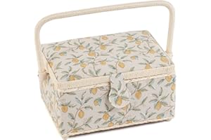 Hobby Gift Boîte de rangement moyenne pour couture et loisirs créatifs Bois/Tissu, Morris citrons