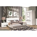Qmm Traum Moebel Schlafzimmer Komplett Linn Weiss Hochglanz Set A Schrank 4 Tur Soft Close Bett 180x200 Nachtkonsolen Neu Amazon De Kuche Haushalt