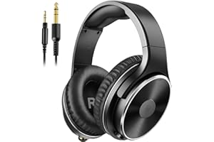 OneOdio Auriculares con Cable Sobre la Oreja, Audífonos Hi-Res de Estudio Cerrados con Puerto Compartido para E-Drum, Piano, Guitarra, Teléfonos, iPad, Ordenador Portátil, Adaptador, 3,5-6,35mm, Negro