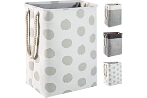 BrilliantJo großen Wäschekorb 78L, Faltbare Wäschesammler mit Seil Griffe Aufbewahrungsbehälter geeignet für Schlafzimmer Waschküche Bad 60 x 42 x 31 cm Graue Flecken auf Weiß