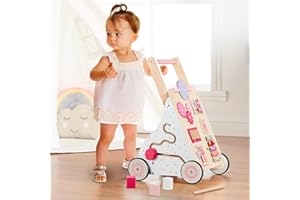 Haus Projekt Carrello Primi Passi Rosa, Girello Bambina di Legno Rosa, Carrellino Primi Passi Legno, Giocattoli per Bambini 1 anno, Regali di Primo Compleanno per Bambini, Regalo di Pasqua