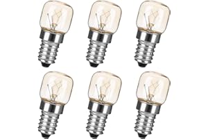 Haraqi 6 Pack Salt Lamp Oven Light Bulbs,15W T22 E14 230-240V Dimmable Clear Appliance Light Bulbs for Microwave/Fridge/Oven/Himalayan Salt Lamp/Freezers/Pottery Bulb