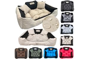 KING DOG Cuccia per cani di piccola taglia, lavabile, ortopedica, S, 55 x 45 cm, cuscino per cani con bordo alto, impermeabile, materiale silicone, colore beige