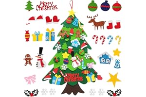 ZHMKYD13 DIY Fieltro Árbol de Navidad Set 98 cm 32 Adornos Extraíbles Decoración de Pared para Niños