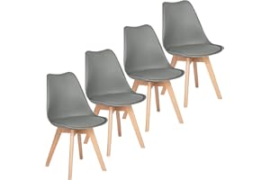 ‎EGGREE EGGREE Esszimmerstühle 4er Set mit Eichenbeinen Holz SGS geprüft, stühle Skandinavisch Design modern Gepolsterter Küchenstühle esszimmer Stuhl Holz Grau