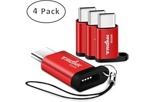 TRILINK Typ C Adapter, Micro-USB nach USB-C Adapter [4er Pack] Aufladen und Datensync für New iPad 2018, Samsung Galaxy S9/S8/Note 9/8, Huawei P40/Mate 20/10, Pixel 3/2, Sony Xperia, Xiaomi, LG etc. - Rot