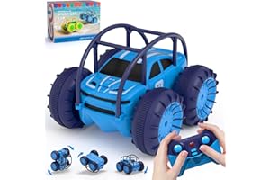 ifollower Voiture Télécommandée–Type C Charge Direct MonsterTruck Amphibie, 4x4 Voitures Télécommandé Tout Terrain 360°Rotation avec LED Lumière, Étanche Exterieur Intérieur Jouet pour Enfant 3-8 Ans