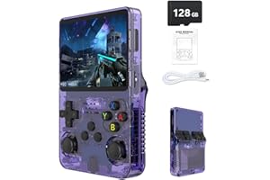 ZIKYNN R36S Retro Handheld Game Console with 3.5" IPS Display, 64/128GB and 21,000+ Classic Games, Open Source Linux System, Screen Portable Pocket Video Player (Purple-128G)
