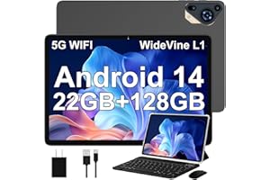 SKYEGG Tablet 10 Cali Android 14 Systemem z 22 GB RAM+128 GB ROM (TF 1TB), Widevine L1, HD 1280 x 800 Incell IPS, 8-Core 2.0GHz, 8000mAh, 8+5MP, 5G WIFI, Tablet Dotykowy z Etui Ochronnym, Szary