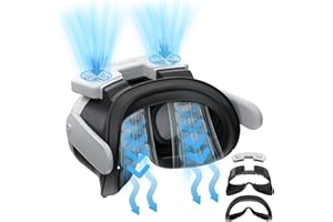 AriKroii copertura del viso con ventola di raffreddamento,per accessori meta quest 3,doppia ventola di raffreddamento VR,anti-appannamento e anti-perdita/3 velocità dell'aria/maschera di ricambio VR
