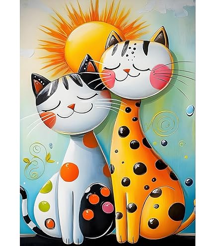 Kat Diamond Painting Kits - Drie Kittens tussen de Lentebloesems