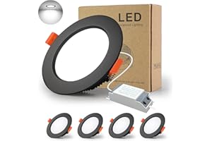 BAGZY reflektory wpuszczane czarne spoty LED ultra płaskie 18W 230V IP44, 1500 lumenów zestaw 4 sztuk zimny biały 6000K wycięcie 160-170mm, wpuszczane lampy sufitowe, do sypialni, łazienki, salonu