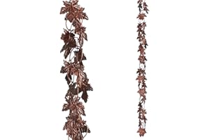 Aifeorzo Maple Leaf Rain Chain, 8.5 Feet Rain Chains for Gutters Downspouts, Rain Gutter Catcher Chain for Outside Garden Patio, Metal Decorative Hanging Rain Chime for Downspout, Vintage Copper