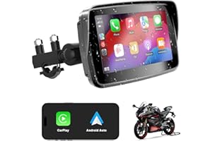 ANKEWAY Senza Fili Schermata Carplay Per Moto, Portatile CarPlay & Android Auto Per Moto, Navigazione GPS Touch Screen da 5 Pollici, Doppio Bluetooth, Stereo Impermeabile IP67 per Moto