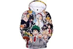 YIMIAO Hombre Niños Sudaderas con Capucha Chicos Jóvenes My Hero Academia Japonesa Anime Impresión 3D Anime Uniforme Mujer Niña Pullover
