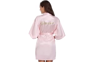 Vlazom Kimono court en satin pour femme avec paillettes dorées ou strass
