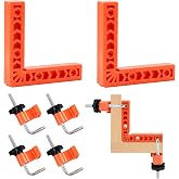 Square Positionamde 90 Degrees, Ferramentas Carpinteiro 4 Pairs of Fastening Clips and 2 Pieces 3.9 x 10 cm Angle Clamp Type
