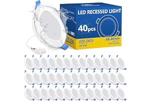 40 Pack, Led Downlight 230V, IP44 Vattentät Inbyggningsspotlight, 5W Neutralvit 4000K, Badrum, Kök, Vardagsrum, Sovrum, Hål 6