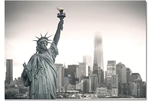 Panorama Plakat New York Statue Liberty 50 x 35 cm - Wydruk na wysokiej jakości plakacie - obraz ścienny salon - plakat sypialnia - obrazy miasto - plakat vintage - dekoracja
