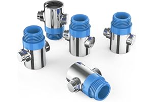 HONBOO Valvola di Intercettazione Soffione Doccia G1/2, Valvola di Controllo del Flusso d'acqua per Doccia Tubo da Giardino, Cromo, 5 Pz