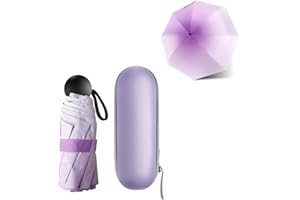 JIGUOOR parapluie de voyage pliant, 8 côtes Mini parapluie petit parapluie UV Mini parapluie compact coupe - vent puissant parapluie de poche portable avec boîte à capsules pour hommes et femmes